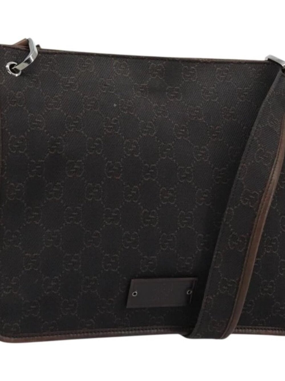 GUCCI GG Canvas Shoulder Bag Outlet Brown Silver 91762 Auth ka4080A